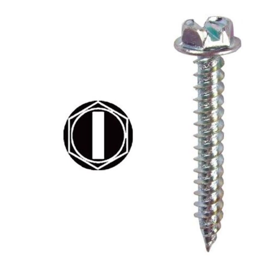 Sheet Metal Screw, #8, 1 in L, Slotted Drive, Zinc Plated