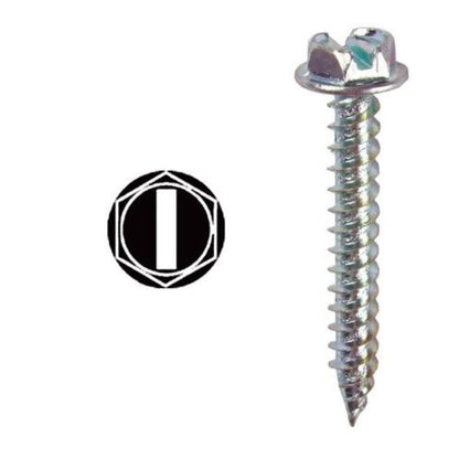 Sheet Metal Screw, #10, 1 in L, Slotted Drive, Zinc Plated