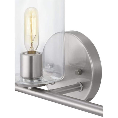 Champlain 22.375 in. 3-Light Brushed Nickel Modern Bathroom Vanity Light with Clear Glass Shades