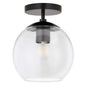 Bartlett 9 in. 1-Light Matte Black and Clear Glass Semi-Flush Mount
