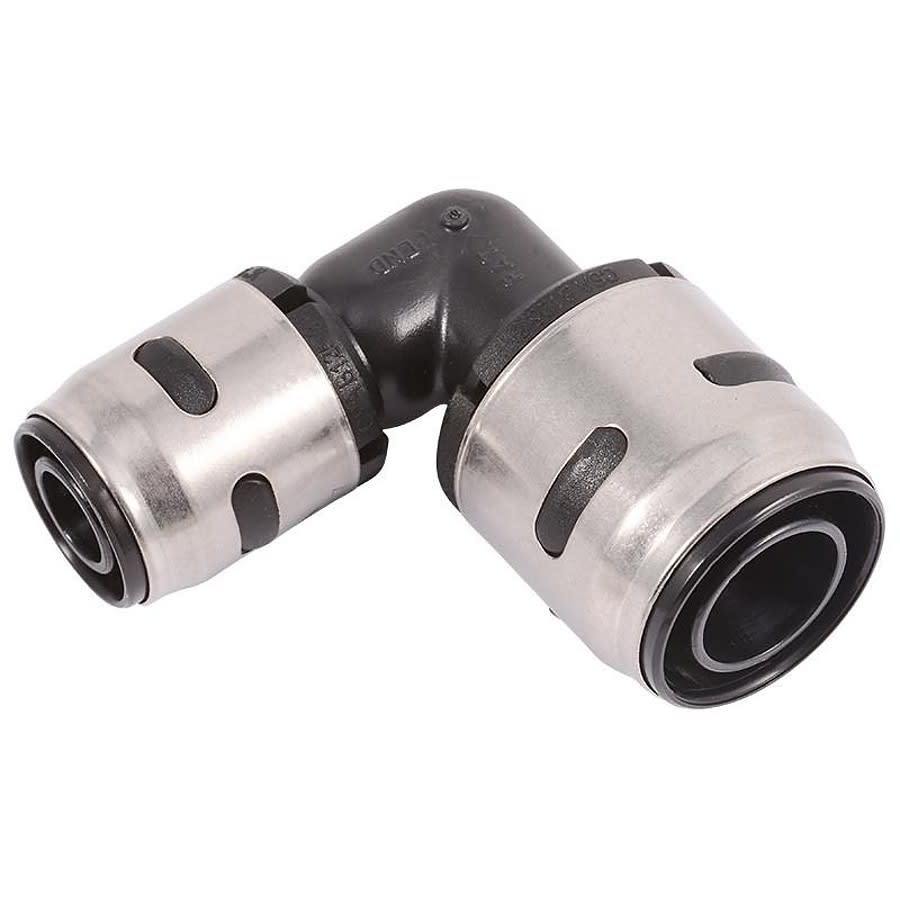 90 deg Elbow, 3/4 x 1/2 in, Push, Plastic