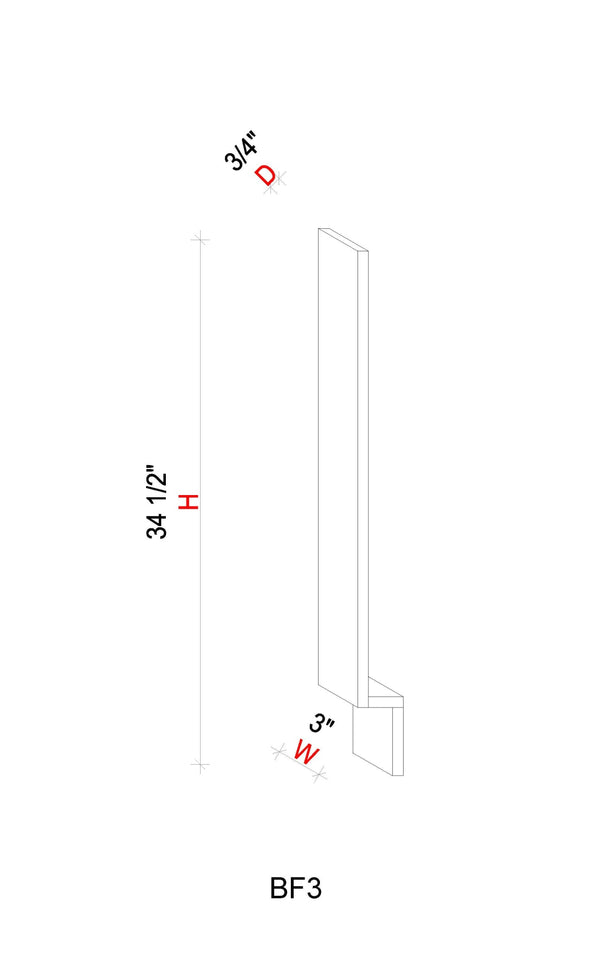 Filler - 3"W x 34 1/2"H x 3/4"D