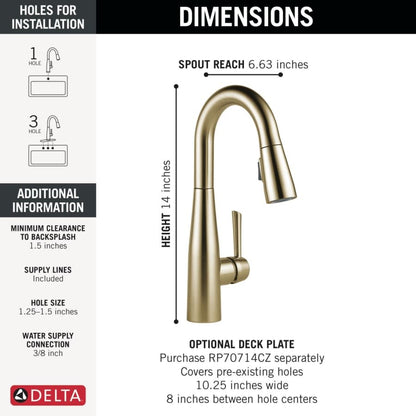 Essa Pull-Down Bar/Prep Faucet with Magnetic Docking Spray Head - Includes Lifetime Warranty