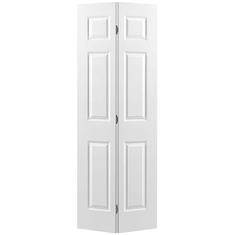 24 in. x 80 in. Textured 6-Panel Primed Hollow Core Composite Bi-fold Interior Door