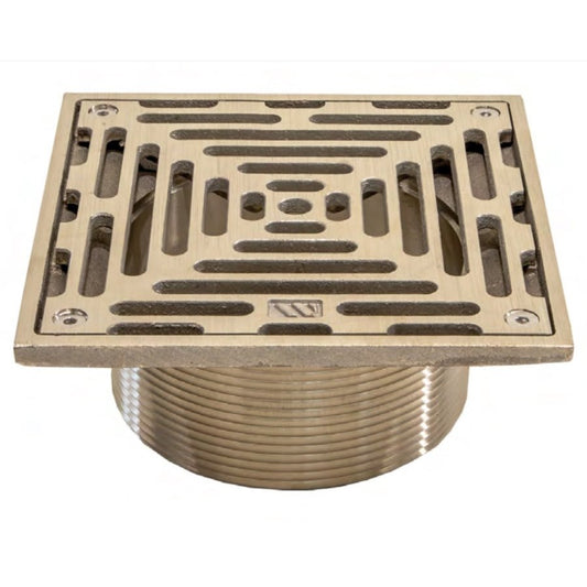 M6 Floor Drain Top, 6 in, Square, Nickel Bronze