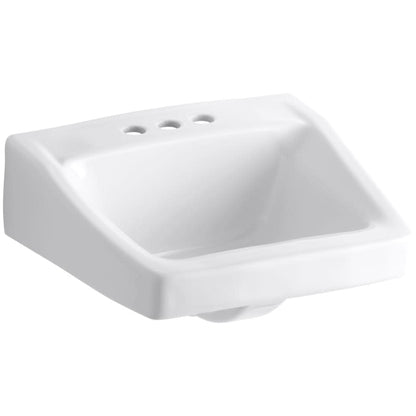 Chesapeake 14" Wall Mounted Bathroom Sink with 3 Holes Drilled and Overflow