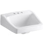 Chesapeake 14" Wall Mounted Bathroom Sink with 3 Holes Drilled and Overflow