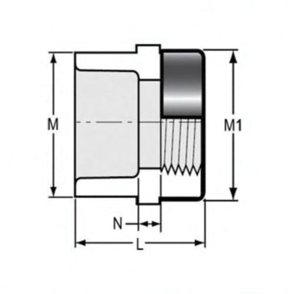 Female Adapter, 1-1/4 in, Socket x Stainless Steel Reinforced FNPT, SCH 40/STD, PVC