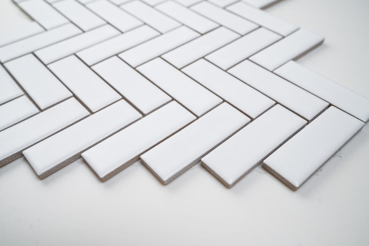 1x3 White Herringbone