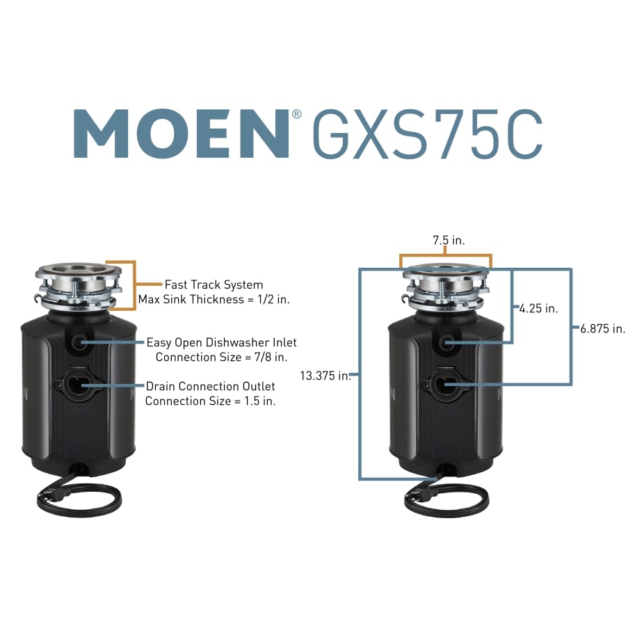 GX 3/4 HP Continuous Garbage Disposal with SoundSHIELD Technology, Vortex Motor and Power cord included.