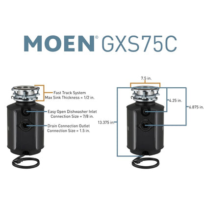 GX 3/4 HP Continuous Garbage Disposal with SoundSHIELD Technology, Vortex Motor and Power cord included.