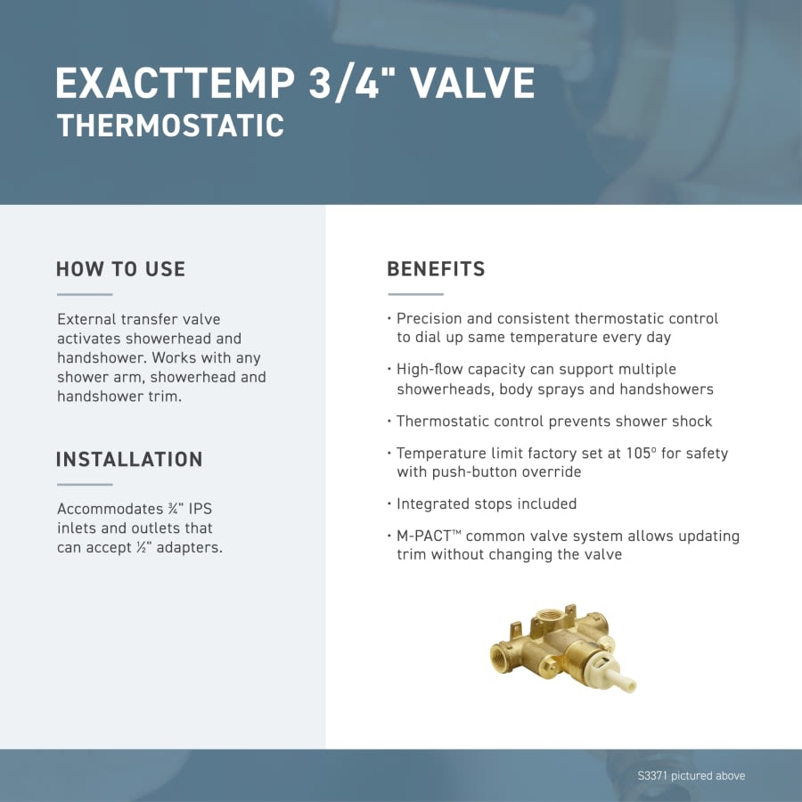 Single Handle ExactTemp Thermostatic Valve Trim Only from the 90 Degree Collection (Less Valve)