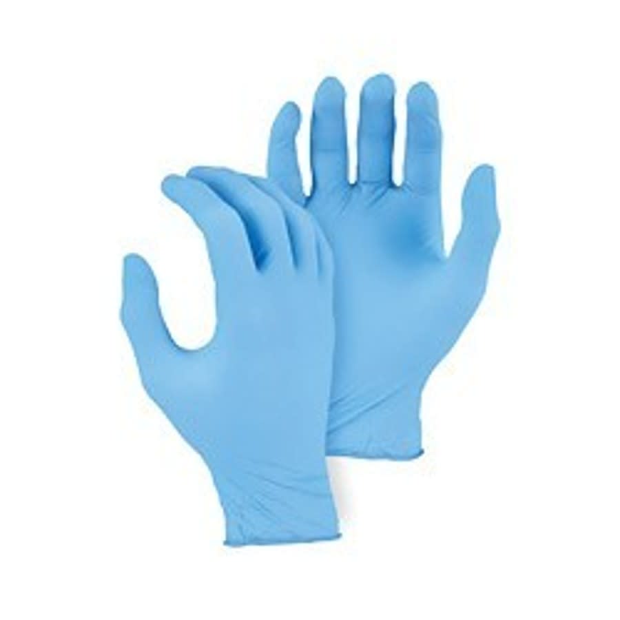 Non-Sterile Single Use Disposable Gloves, M, Nitrile, Blue, Powdered, Textured Finger Tip, 4 mil THK, Application Type: Industrial Grade, Ambidextrous Hand