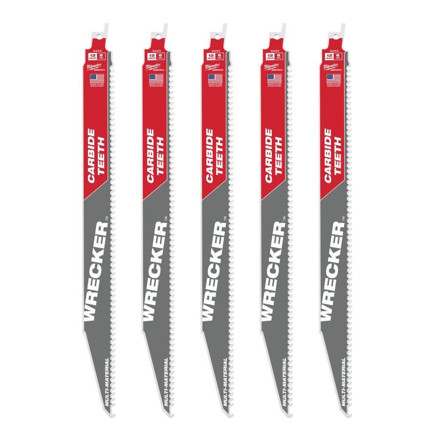 SAWZALL® The Wrecker™ Carbide Tip Reciprocating Saw Blade, 12 in L, 6 tpi, 0.05 in THK