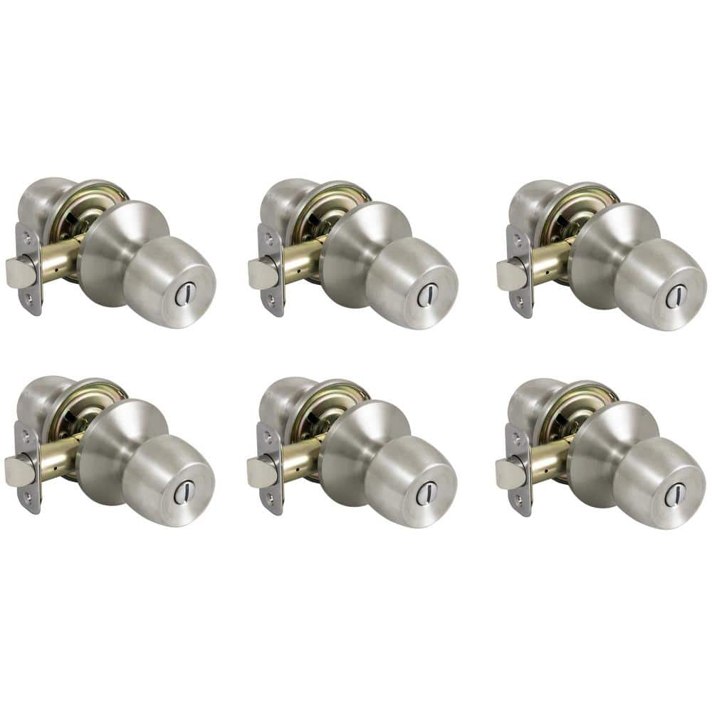 Brandywine Stainless Steel Bed/Bath Door Knob (6-Pack)