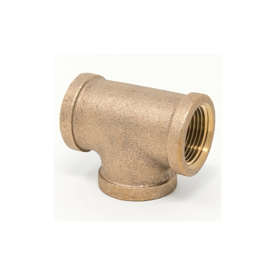 Tee, 1 x 3/4 in, FNPT, Lead Free Brass, Rough Brass, Domestic