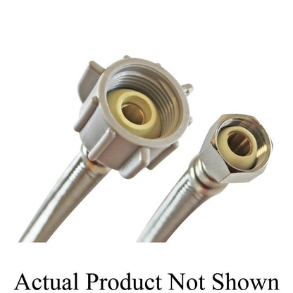 Flexible Water Supply, 1/2 x 7/8 in, Comp x Ballcock, 12 in L, Stainless Steel