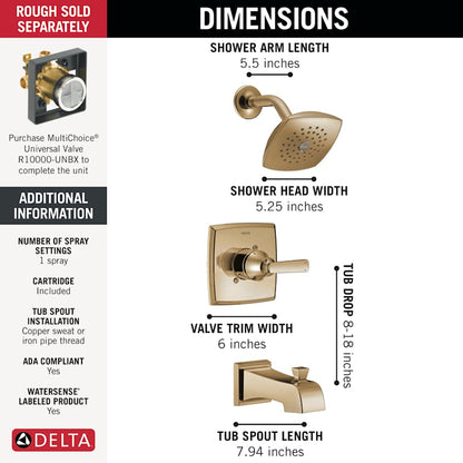 Ashlyn Monitor 14 Series Single Function Pressure Balanced Tub and Shower - Less Rough-In Valve