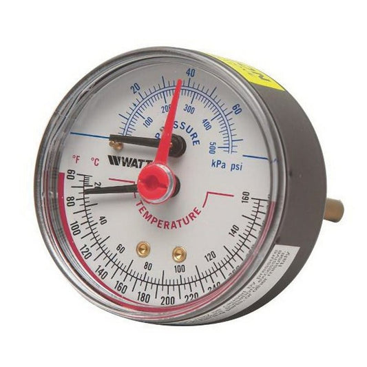 Tridicator, 2-1/2 in Dial, 1/2 in Rear Connection, 0 to 200 psi, 60 to 320 deg F