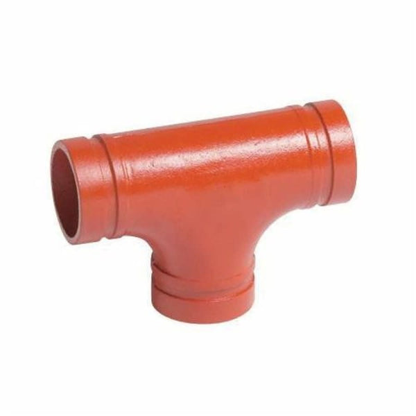Tee, 2 in, Groove, Ductile Iron, Enamel Painted