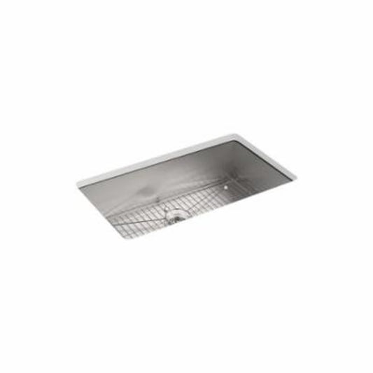 Vault™ Single Bowl Kitchen Sink, Top/Under Mount, 33 x 22 in, 9-5/16 in Bowl Depth, 1-Hole, 18 ga Satin Steel, Stainless