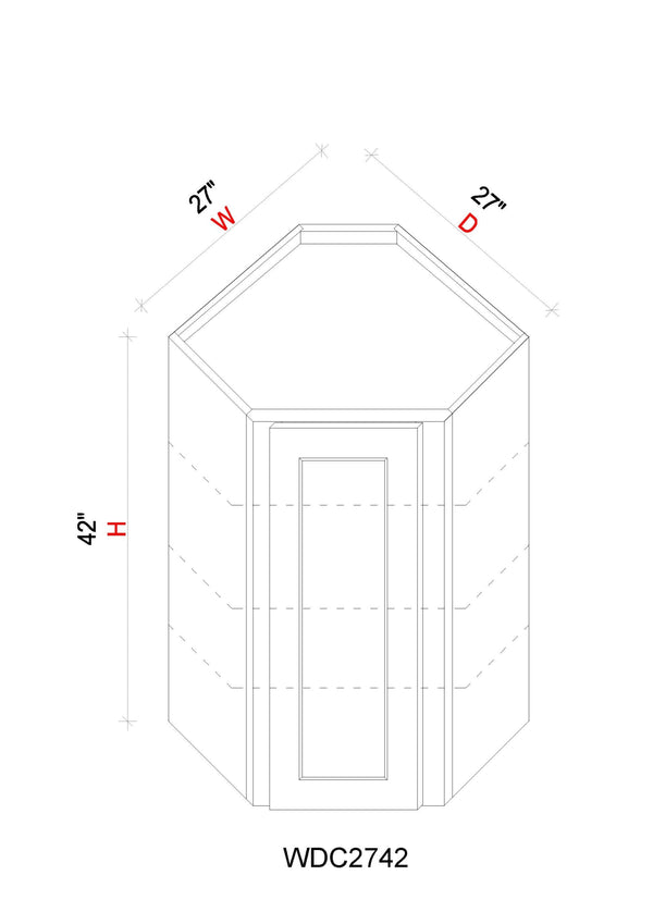 Wall Diagonal Corner Cabinet - 27"W x 42"H x 12"D