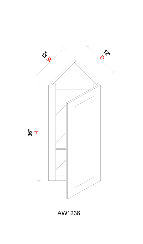 Angle Wall Cabinet- 12"W x 36"H x 12"D