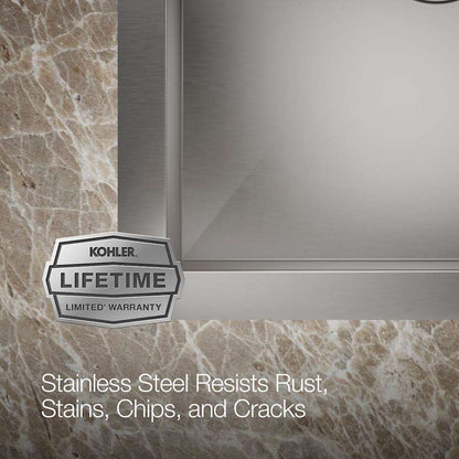 Vault 33" Double Basin Top-Mount/Under-Mount 18-Gauge Stainless Steel Kitchen Sink with SilentShield