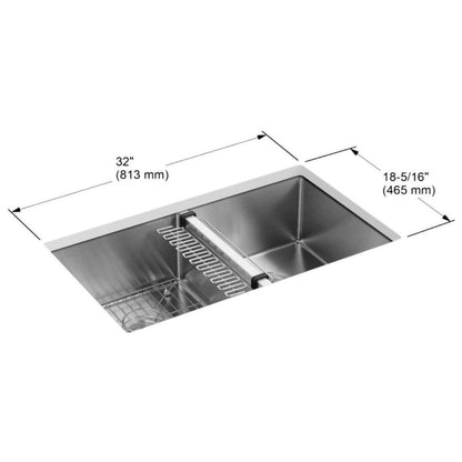 Strive 32" Double Basin Undermount 16-Gauge Stainless Steel Kitchen Sink with SilentShield