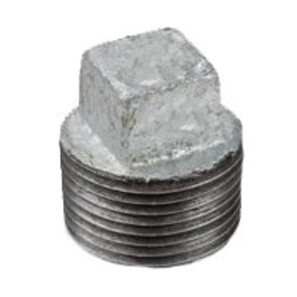 Square Head Plug, 2 in, MNPT, 150 lb, Malleable Iron, Galvanized