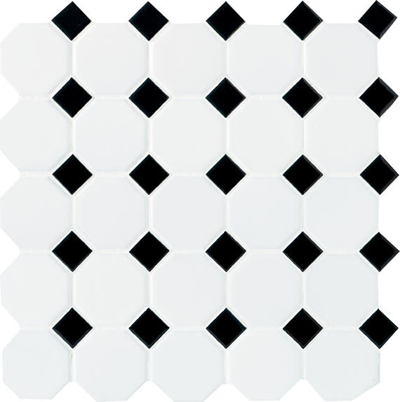 Octagon & Dot Matte White Octagon 2X2 Matte