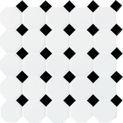 Octagon & Dot Matte White Octagon 2X2 Matte