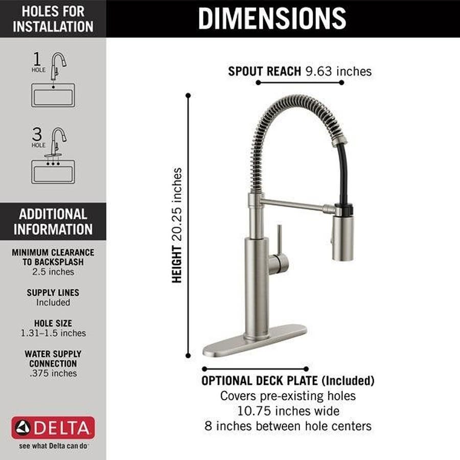 Antoni® Kitchen Faucet, Deck Mount, ADA, 1 Lever Handle, 1 or 3-Hole, Spotshield Stainless