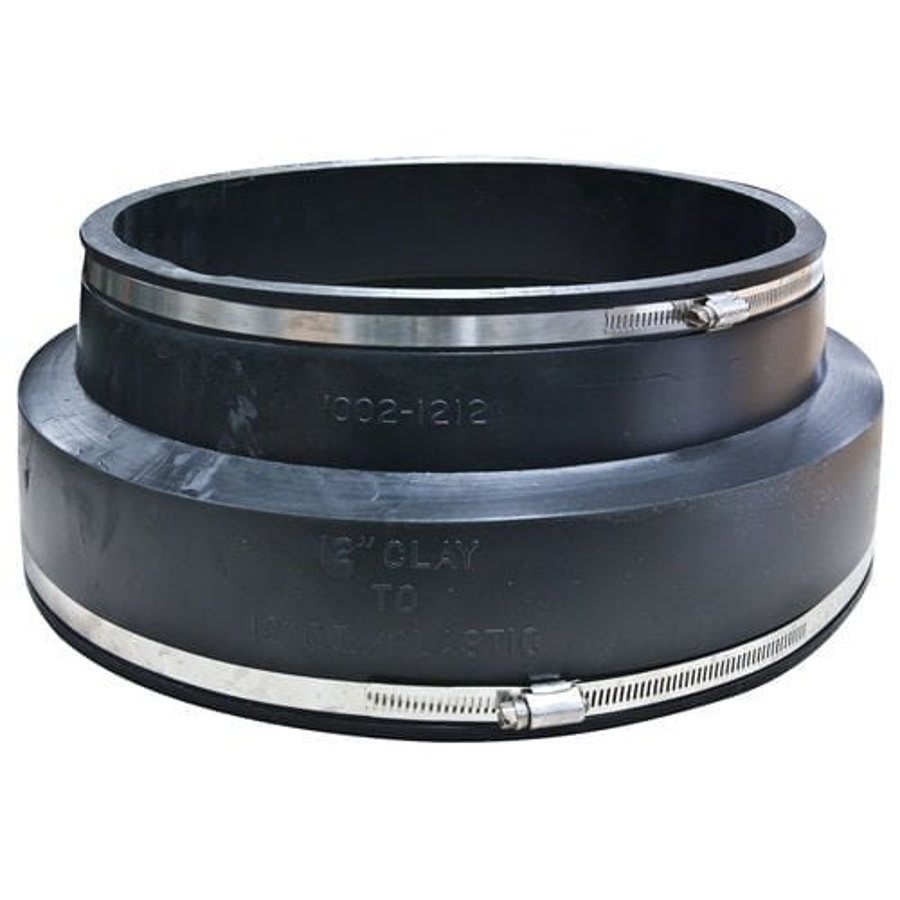 Transition Coupling, 12 in, Clay x Cast Iron/Plastic, Flexible PVC