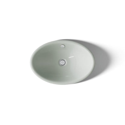 Iron Plains 20-3/4"L Cast Iron Drop-In Semi-Vessel Sink with Overflow and Black Painted Underside