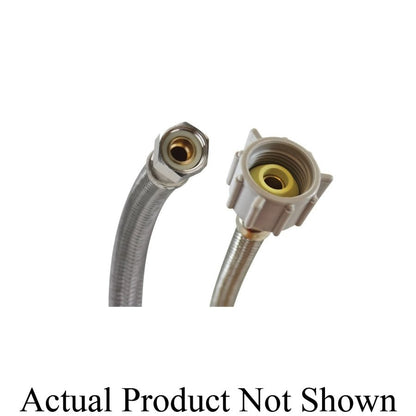 Flexible Water Supply, 3/8 x 7/8 in, Comp x Ballcock, 12 in L, Stainless Steel