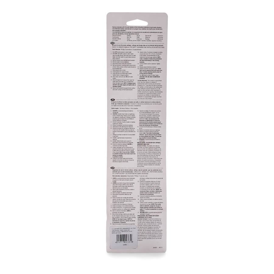 Tank Water Heater Element, 1.5 kW, 240 VAC