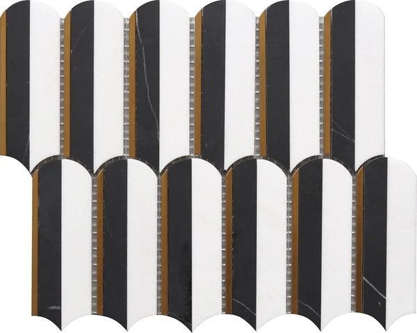 OVAL NERO MARQUINA & TASSOS 10X11 MOSAIC