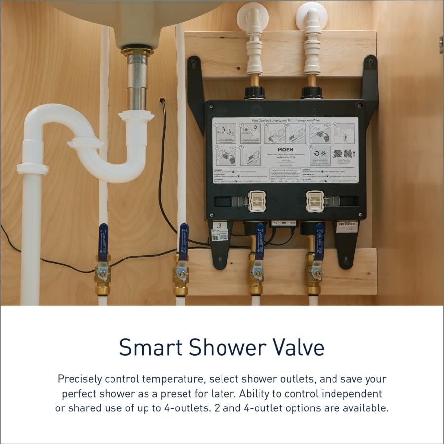 Moen Smart Shower 2-Outlet Digital Thermostatic Shower Valve with 1/2" Connections