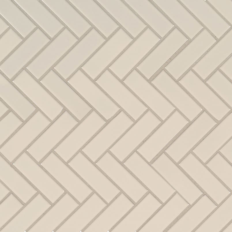 Almond Glossy Herringbone Mosaic