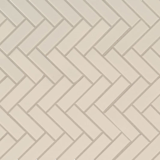 Almond Glossy Herringbone Mosaic