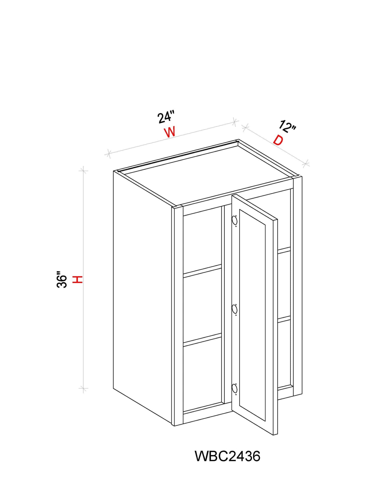 Wall Blind Corner Cabinet - 24"W x 36"H x 12"D