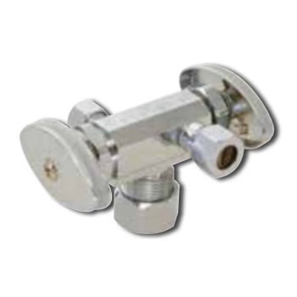 Multi Turn Dual Stop, 1/2 x 3/8 x 3/8 in, Comp, Chrome