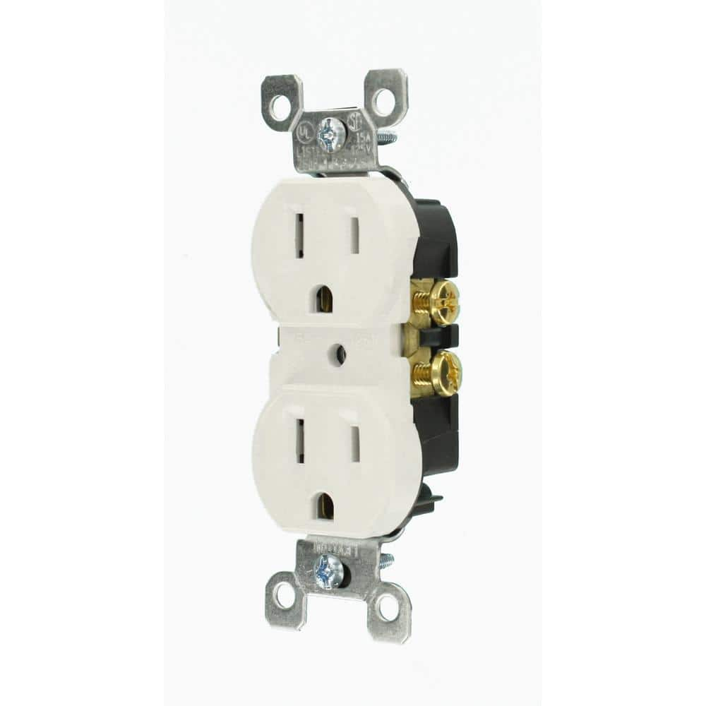 15 Amp Residential Grade Grounding Duplex Outlet, White (10-Pack)