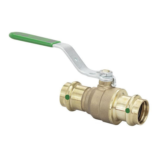 1-Piece Ball Valve, 1-1/2 in, Press, Full Port, Stainless Steel Ball, Bronze