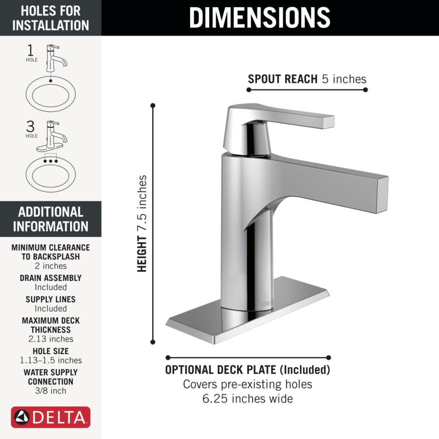 Zura Single Hole Bathroom Faucet with Drain Assembly - Includes Lifetime Warranty