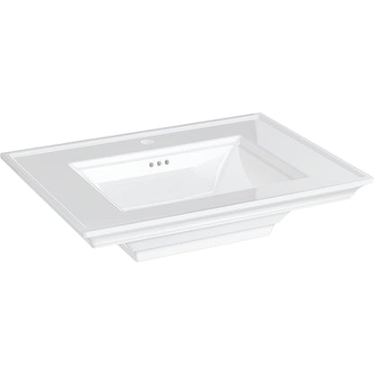 Town Square S 30" Rectangular Fireclay Pedestal Bathroom Sink with Overflow and 3 Faucets Holes at 8" Centers - Sink Only