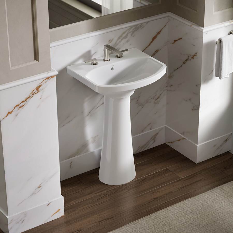 Cimarron 21" Pedestal Bathroom Sink with 3 Holes Drilled and Overflow