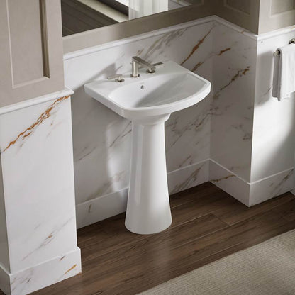 Cimarron 21" Pedestal Bathroom Sink with 3 Holes Drilled and Overflow