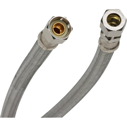 Flexible Water Supply, 3/8 in, Comp, 16 in L, Stainless Steel
